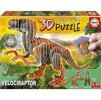 Puzzle EDUCA 3D puzzle Velociraptor 64 dílků