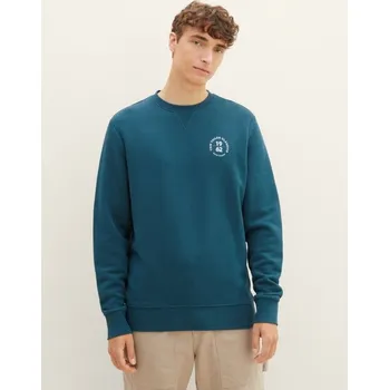 Pánská mikina TOM TAILOR PÁNSKÁ MIKINA KE KRKU - PETROLEJ M