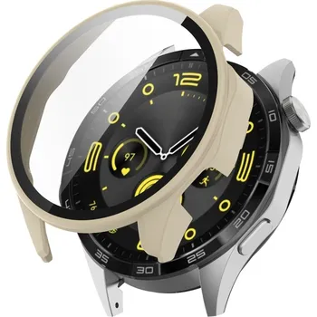 VSECHNONAMOBIL 65277 PC FULL COVER Plastový kryt se sklem pro Huawei Watch GT 4 46mm béžový