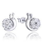 Dívčí stříbrné náušnice - šnečci se zirkony