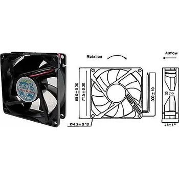 Průmyslový ventilátor Hadex Ventilátor 80x80x25mm 12V/0,18A 3000 ot/min