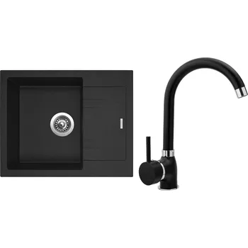 Granitový dřez Sinks Linea 600 N Granblack + baterie Polo Granblack