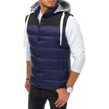 Pánská vesta Pánská prošívaná vesta s kapucou MENA modrá