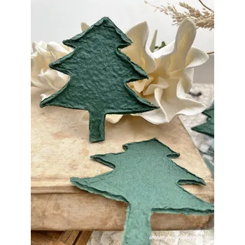 Vánoční ozdoba Sapaimport Výsek z ručního papíru 3D - vánoční stromek zelený 10 ks