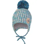 LITTLE ANGEL čepice pletená zavazovací bambule LA Outlast ® modrý melír vel. 2 | 39-41 cm