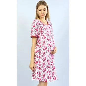 Dámské noční prádlo Dámská noční košile mateřská Vienetta Secret Méďa se srdcem tmavě růžová XL