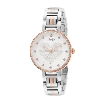 Hodinky JVD Dámské srdíčkové stříbrno-růžové hodinky JVD JG1032.3