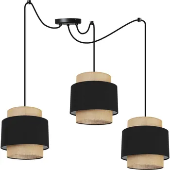 Závěsné svítidlo Boho Spider, 3x jutové/černé textilní stínítko