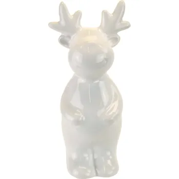 Vánoční dekorace Keramický sob bílý 13 cm