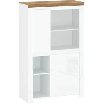 Obývací pokoj Tempo Kondela Regál 2D, bílý lesk/dub wotan, VILGO