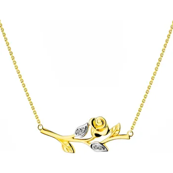 Náhrdelník Zlatý náhrdelník s diamanty - růže - 0,02 ct - ryzost 585 - 220.585
