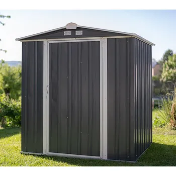 Zahradní domek Plechový zahradní domek Spacemaker 6x5 - tmavě šedá (Rozměr: 157x177x183 cm)
