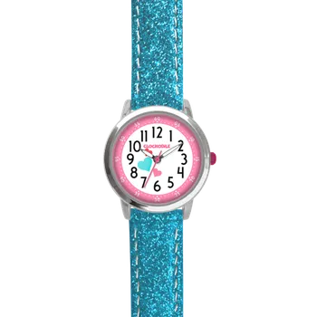 Hodinky CLOCKODILE Tyrkysové třpytivé dívčí dětské hodinky HEARTS CWG5066