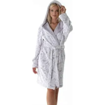 Dámské noční prádlo Dámský 3/4 župan Vestis 4856 Flora 9103 - šedý tisk S