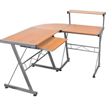 Psací stůl vidaXL Rohový počítačový stůl 132 x 112 x 99 cm kompozitní dřevo [20586] Barva: Hnědá
