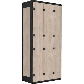 TRITON šatní skříň se 6 boxy kov-lamino T1970, černá - ořech Light Rockrord + doprava zdarma