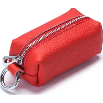 Kožená klíčenka na zip červená, luxusní provedení, pravá kůže, 12x6x5cm