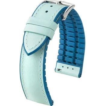 Řemínek na hodinky Řemínek Hirsch Lindsey - světle modrý - 20 mm - M – Střední délka - 18 mm - Stříbrná + 5 let záruka a dárek ZDARMA