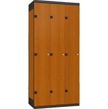 Šatní skříň TRITON šatní skříň 3-dveřová kov-lamino T1970, černá - třešeň + doprava zdarma