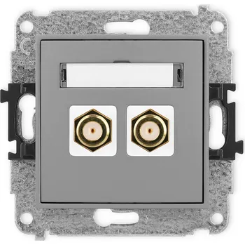 Elektrická zásuvka KARLIK Dvojitá anténní zásuvka typu F (SAT) pozlacená Barva: Matná šedá