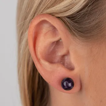 Náušnice Drahokamia Stříbrné náušnice s přírodním ametystem 26 fialová