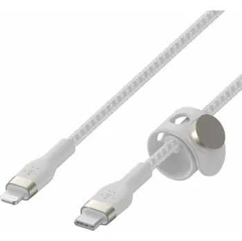 Belkin BOOST CHARGE™ Lightning/USB-C kabel, 3m, bílý - odolný PRO Flex