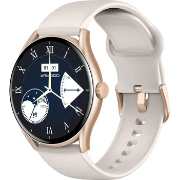 Chytré hodinky Armodd Roundz 5, Rose Gold/krémový řemínek