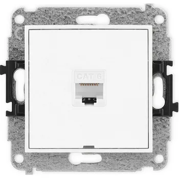 Elektrická zásuvka KARLIK zásuvka pro PC 1x RJ45, kat. 6, 8pin, bez popisového pole Barva: Matná bílá