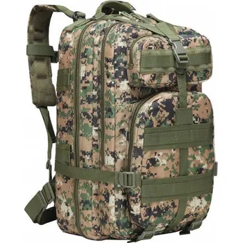 Městský batoh Vojenský taktický batoh, objem asi 35 litrů digital forest (Taktický batoh po vzoru batohů používaných v armádě. Pokročilý model o objemu cca 35l - pohodlný a funkční. Systém mnoha praktických kapes a přihrádek. Perfektní v bojových podmínkách, doporučeno
