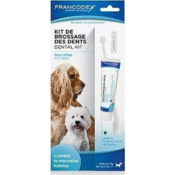Péče o psí chrup FRANCODEX Dental Kit zubní pasta + kartáček 70g 