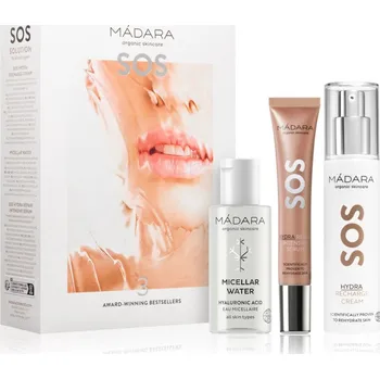 Pleťové sérum Mádara SOS denní i noční hydratační krém s protivráskovým účinkem 50 ml + čisticí micelární voda 50 ml + intenzivní sérum 20 ml