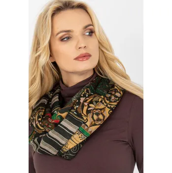 Šála Pestrobarevný viskózový komínový šátek model A991 barva khaki