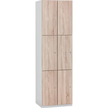 TRITON Šatní skříňka 6-boxová Modular 1970 x 600 x 500 mm - lamino/kov Provedení lamina:: třešeň 0344 BS, Provedení zámku: Otočný uzávěr Ronis, Provedení skeletu: kov šedá RAL 7035
