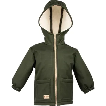Chlapecká bunda Dětská zimní softshellová bunda s beránkem Monkey Mum® - Khaki mysliveček 74/80