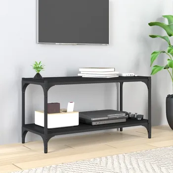 Nábytek vidaXL TV skříňka 80 x 33 x 41 cm kompozitní dřevo a ocel [819332] Barva: Černá