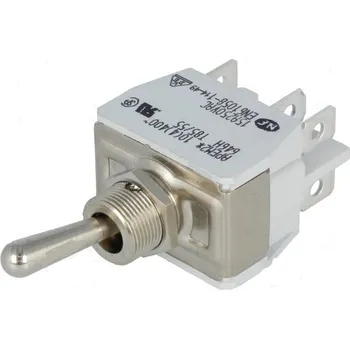 vypínač APEM Přepínač páčkový 2 polohy DPDT 15A/250VAC Výv pájecí ON-ON