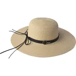 Přírodní klobouk s hnědou koženkovou stuhou - Ø 58 cm