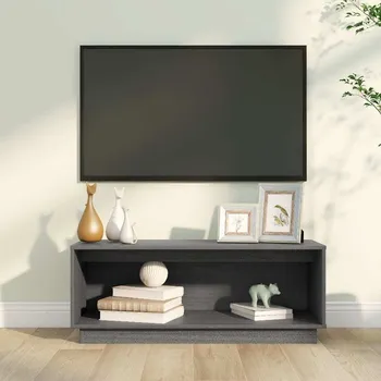 Televizní stolek vidaXL TV skříňka 90 x 35 x 35 cm masivní borové dřevo [813829] Barva: Šedá