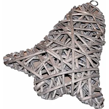 Vánoční dekorace Proutěný zvonek šedý 28x26 cm