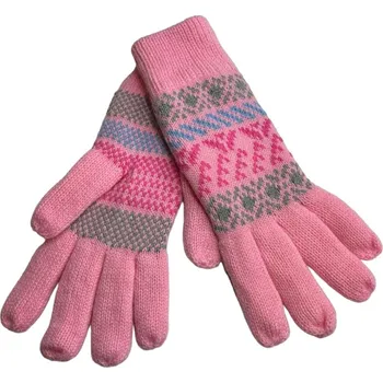 Rukavice ZIMA-Zimní prstové rukavice - Ornament růžové