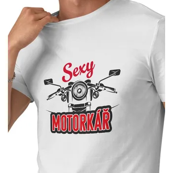 Pánské tričko Pánské triko bílé - Sexy motorkář L