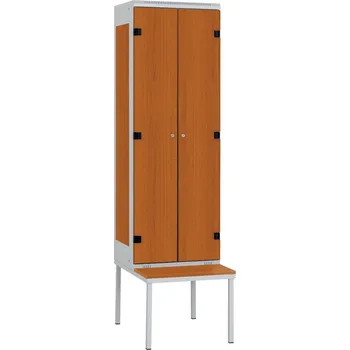 Šatní skříň TRITON šatní skříň 2-dveřová s lavicí, kov-lamino T2195, šedá - třešeň + doprava zdarma