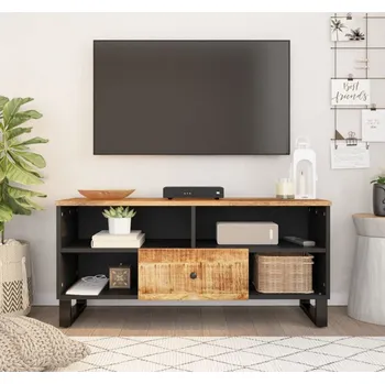 Televizní stolek vidaXL TV skříňka 100 x 33 x 46 cm masivní akácie a kompozitní dřevo [351971] Barva: světle hnědá