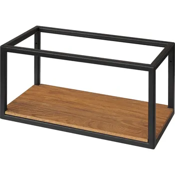 police Černá kovová nástěnná police Wood