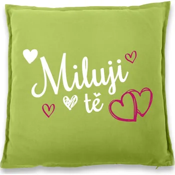 Dekorativní polštářek Polštářek pro zamilované Miluji tě, Barva Světle zelená, Velikost 40×40 cm, Canvas Bavlněný polštář Bezvatriko.cz 0780