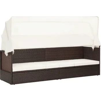 Zahradní pohovka vidaXL Zahradní postel s baldachýnem 200 x 120 cm polyratan [46092] Barva: Hnědá