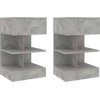 Noční stolek vidaXL Bedside Cabinets 2 pcs 40x35x65 cm dřevotříska [816042] Barva: Betonová šedá