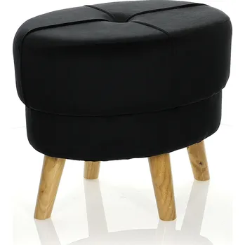 Taburet Sametová taburetka QUINN - černá