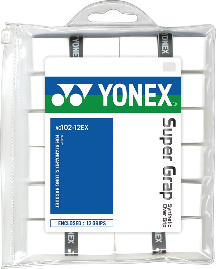 Badmintonový grip Yonex Super Grap - white 12 ks