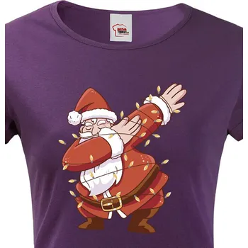 Dámské tričko Dámské tričko Santa a světélka, Barva Fialová Bezvatriko.cz 2178